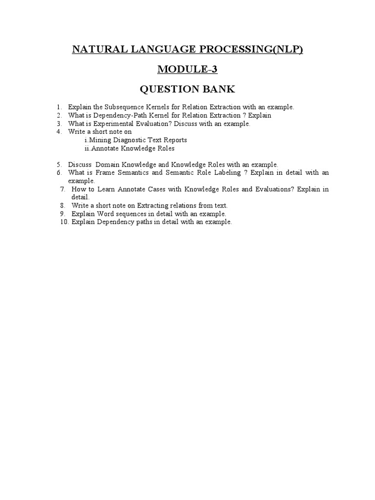 Natural Language Processing (NLP) Module-3 Question Bank | PDF