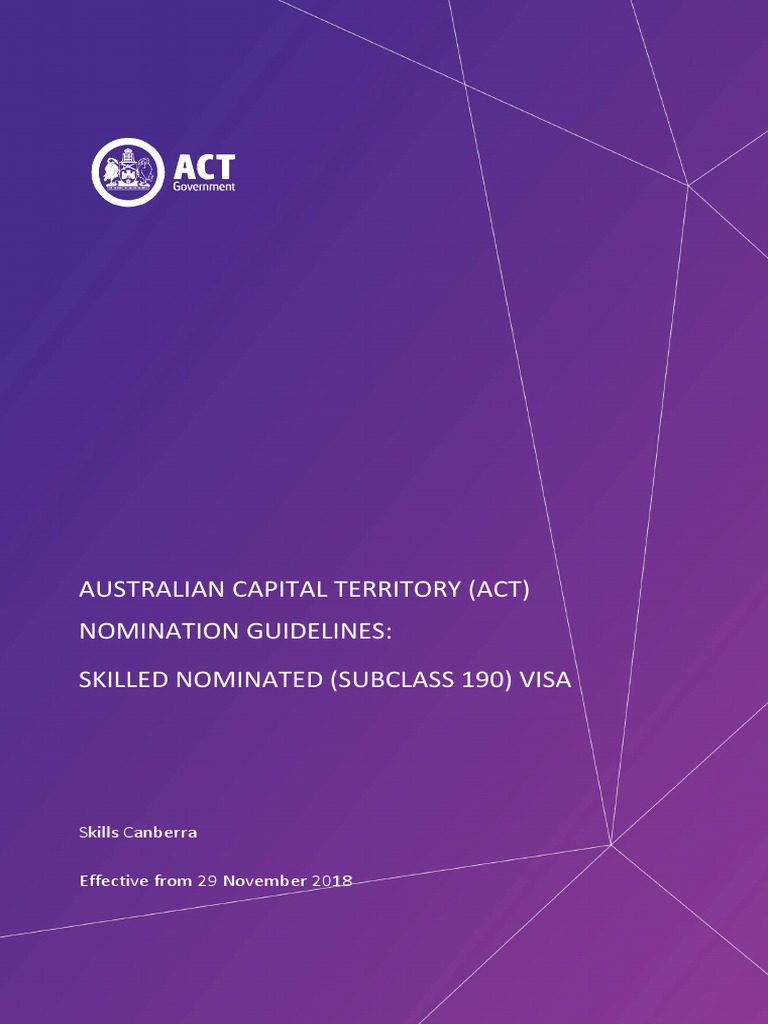 ACT Skilled Nominated Visa 190 Guidelines | PDF | Academic Degree ...