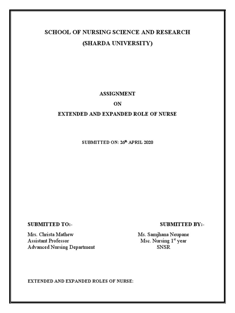 Expanded Roles of Nursing Explained | PDF | Nursing | Psychotherapy