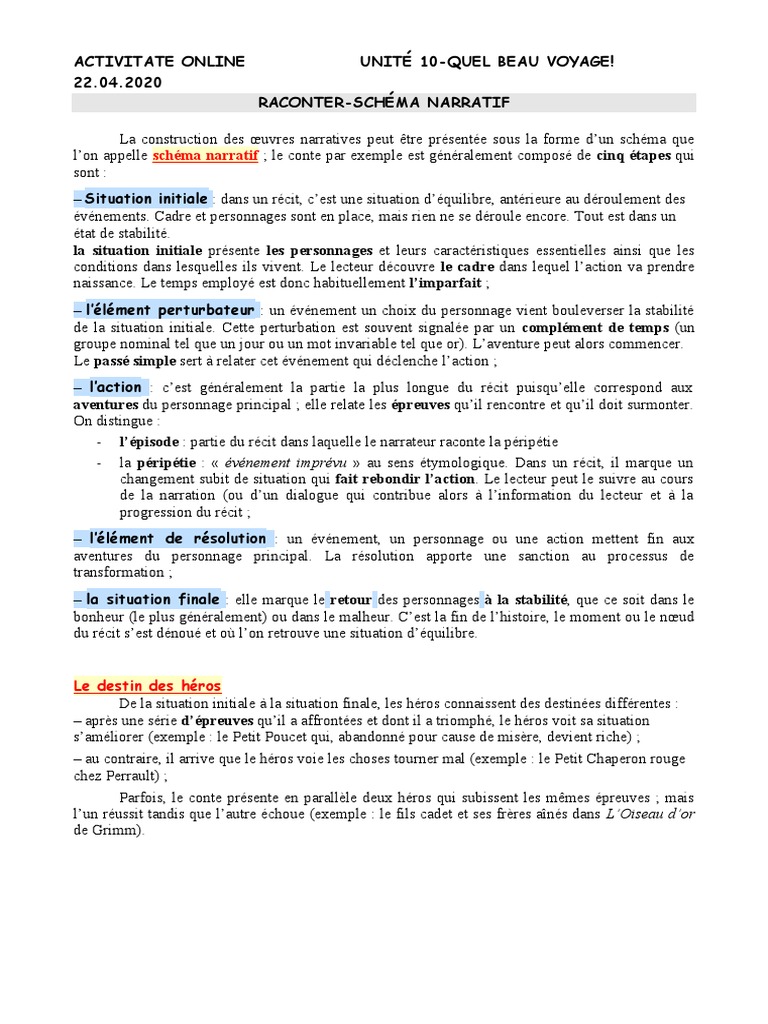 Quels Sont Les Différents Titre Des Schéma Narratif Dune Fable Schema Narratif | PDF
