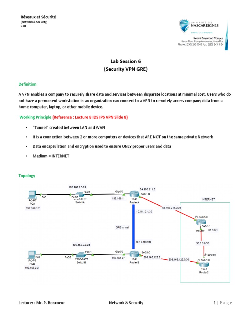 Configuring GRE VPN Tunnels Lab | PDF | Virtual Private Network ...
