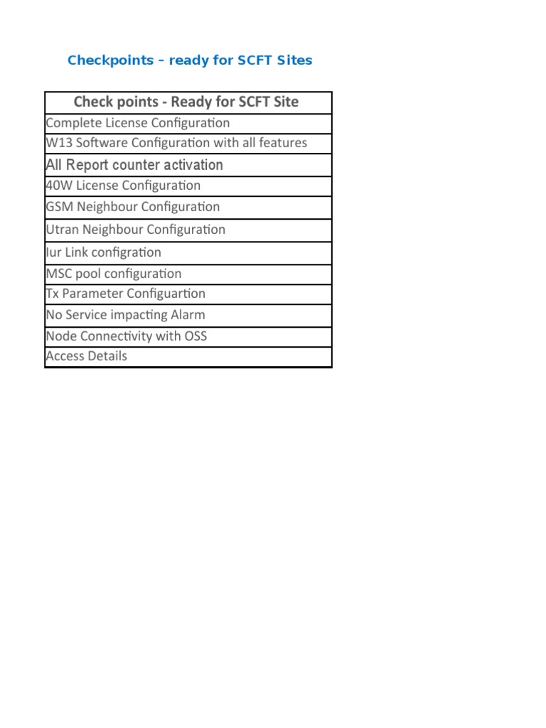 SCFT Site Readiness Checklist | PDF | Telecommunications Engineering ...