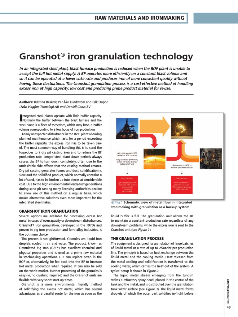 Granshot Iron Granulation Technology: Raw Materials and Ironmaking ...