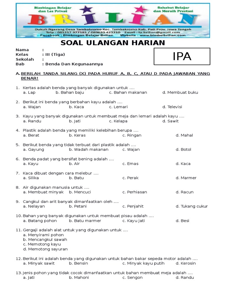 Dunia Kita Penuh Benda: Mengenal Benda dan Kegunaannya