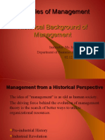 Principles of Management Historical Background of Management