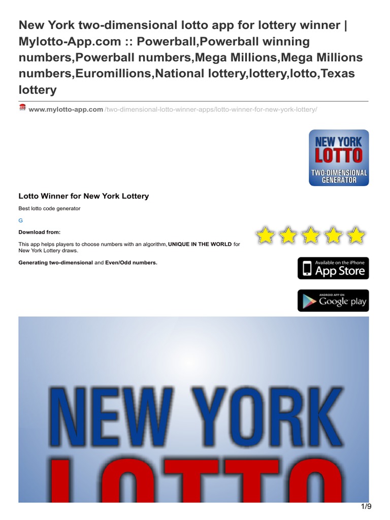 New York Two-Dimensional Lotto App For Lottery Winner PDF | PDF | Powerball  | Lottery