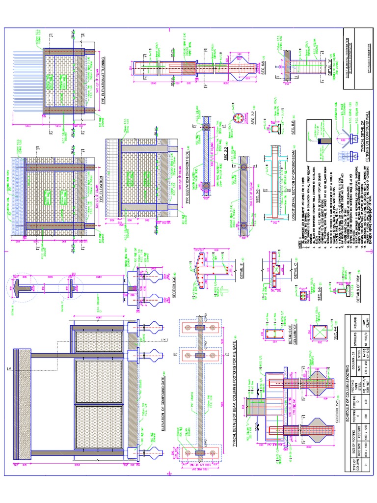 Compound Wall Detail Drawing PDF | PDF