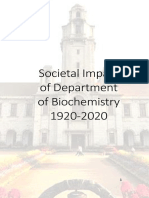 Societal Impact of Department of Biochemistry 1920-2020