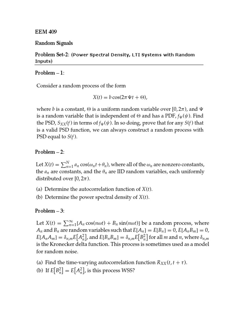 EEM 409 Problem Set2 PDF | PDF