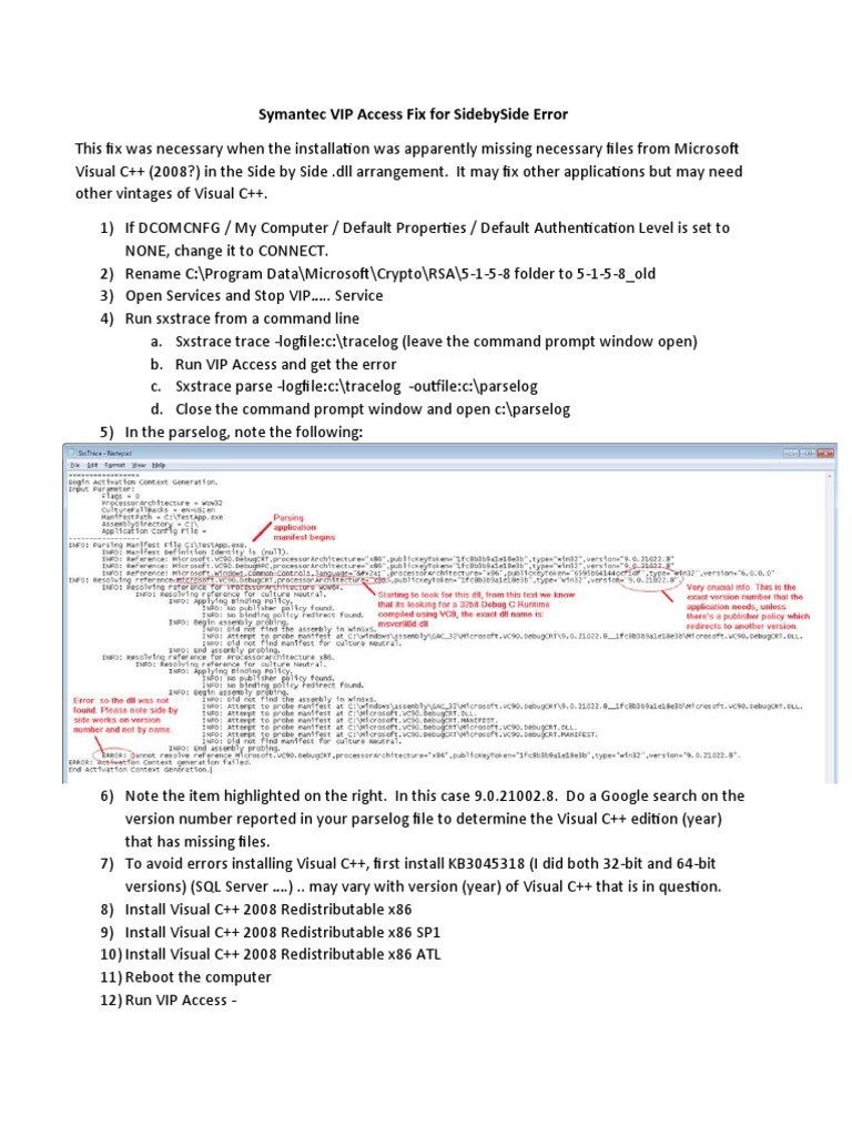 Symantec Vip Access Fix For Sidebyside Error PDF