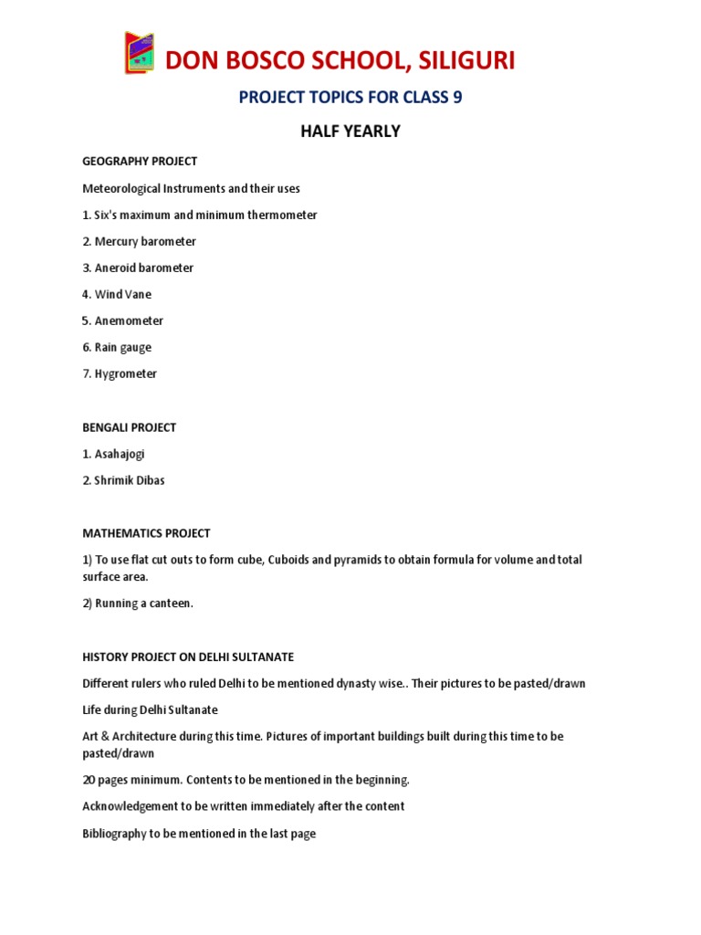 Don Bosco School Project Topics | PDF | Constructor (Object Oriented ...