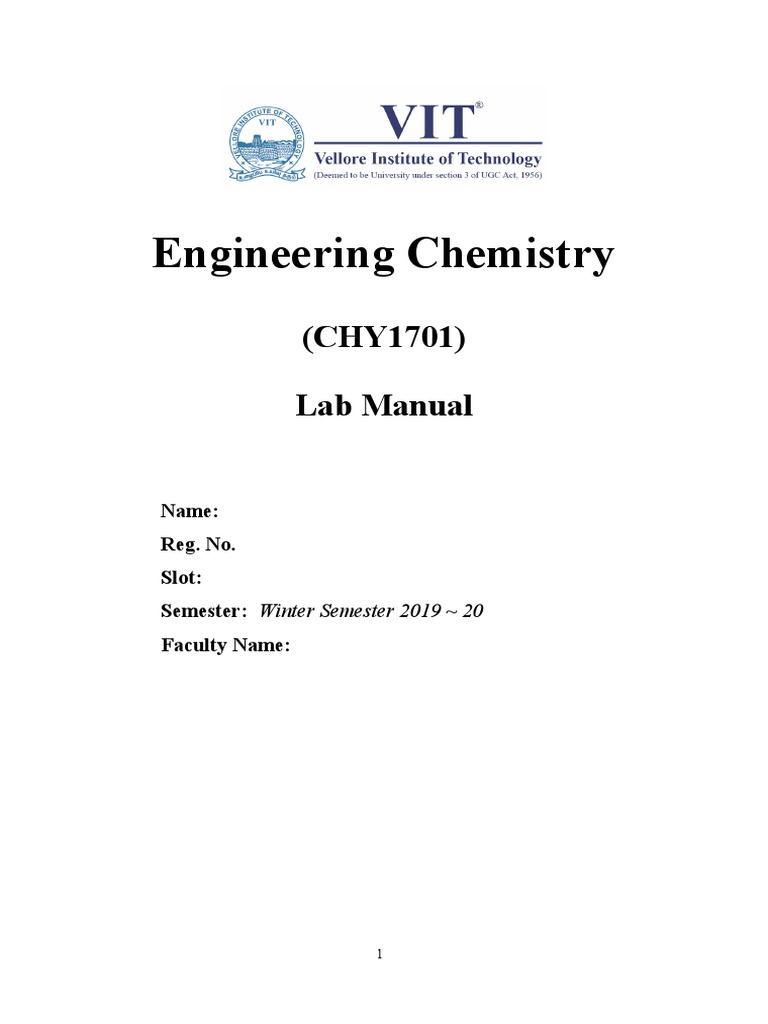 Engineering Chemistry Lab Manual Winter 2020 Dr.r.saravanakumar