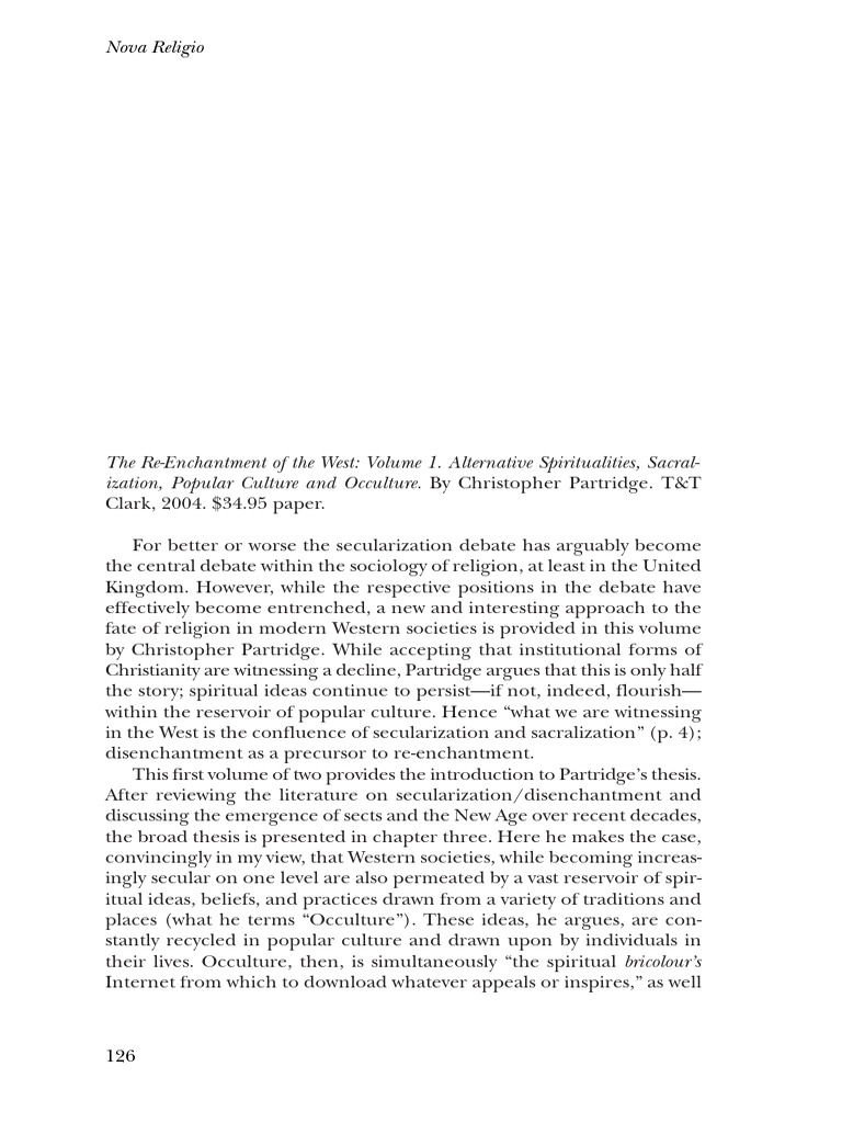 Re-Enchantment in Western Culture | PDF | Occult | New Age