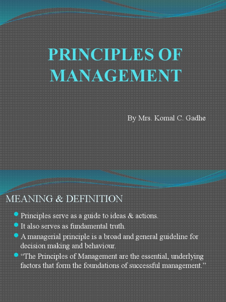 Principles of Management Overview | PDF | Psychological Concepts ...