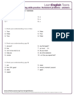 Speaking Skills Practice: Homework Problems - Answers: Preparation