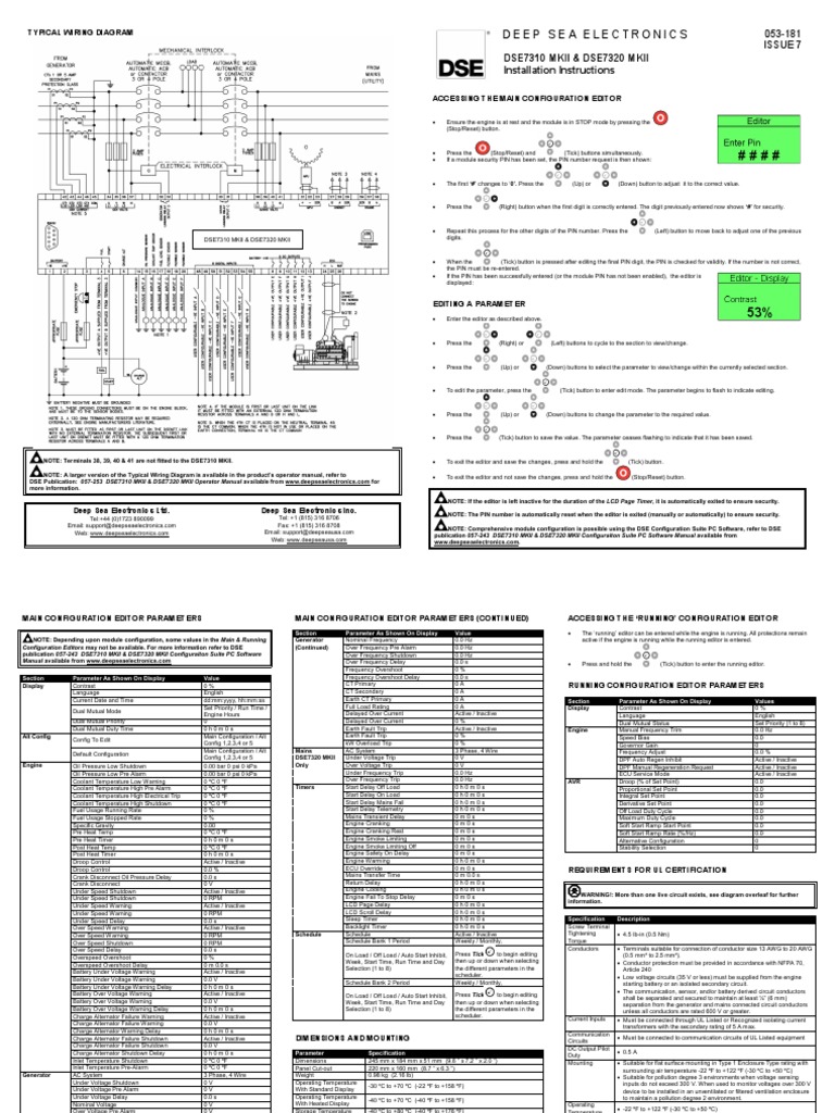 DSE7310 MKII DSE7320 MKII Installation Instructions PDF | PDF | Mains