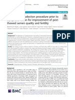 Bovine Sperm Selection Procedure Prior To Cryopreservation For Improvement of Post-Thawed Semen Quality and Fertility