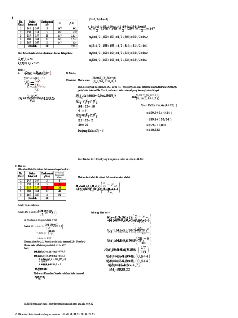 Contoh Data Mentah Statistik 40 | PDF