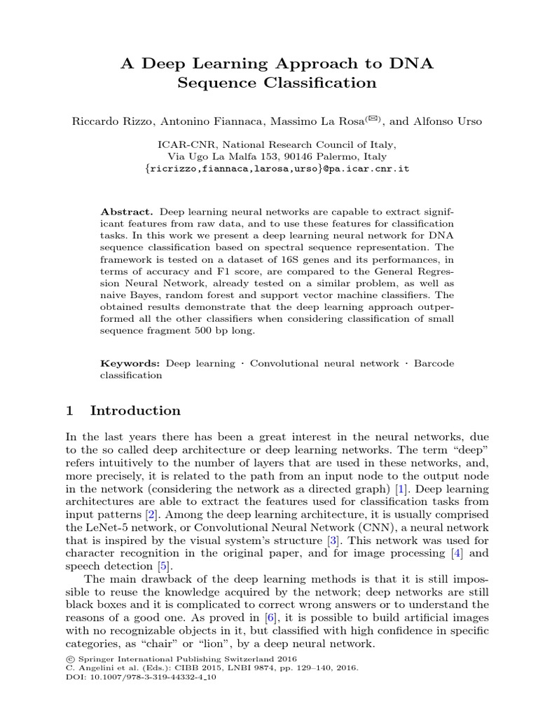 Deep Learning for DNA Sequence Classification | PDF | Deep Learning ...