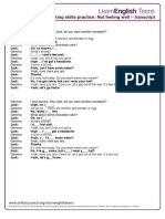 Speaking Skills Practice: Not Feeling Well - Transcript