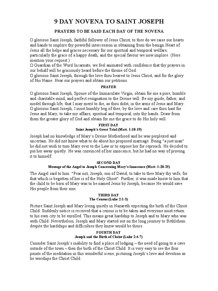 A Novena Of Meditations in Honour Of Saint Joseph