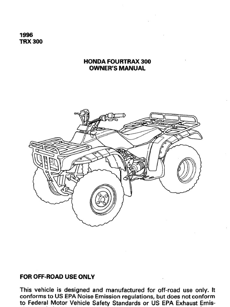 Honda Owner Manual TRX300-1996 | PDF | Trailer (Vehicle