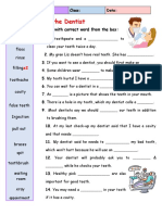 Vocabulary: at The Dentist: Gums Floss Rinse Filling Toothache Cavity