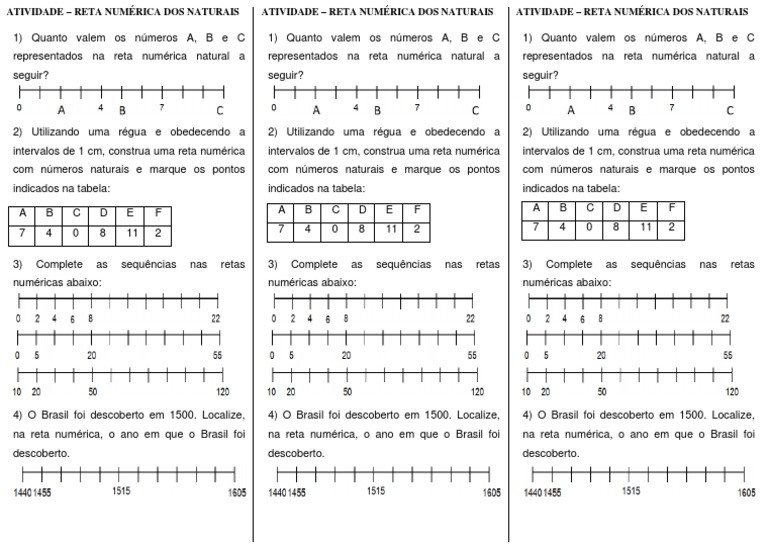 Atividades de Reta Numérica para 4º Ano | PDF