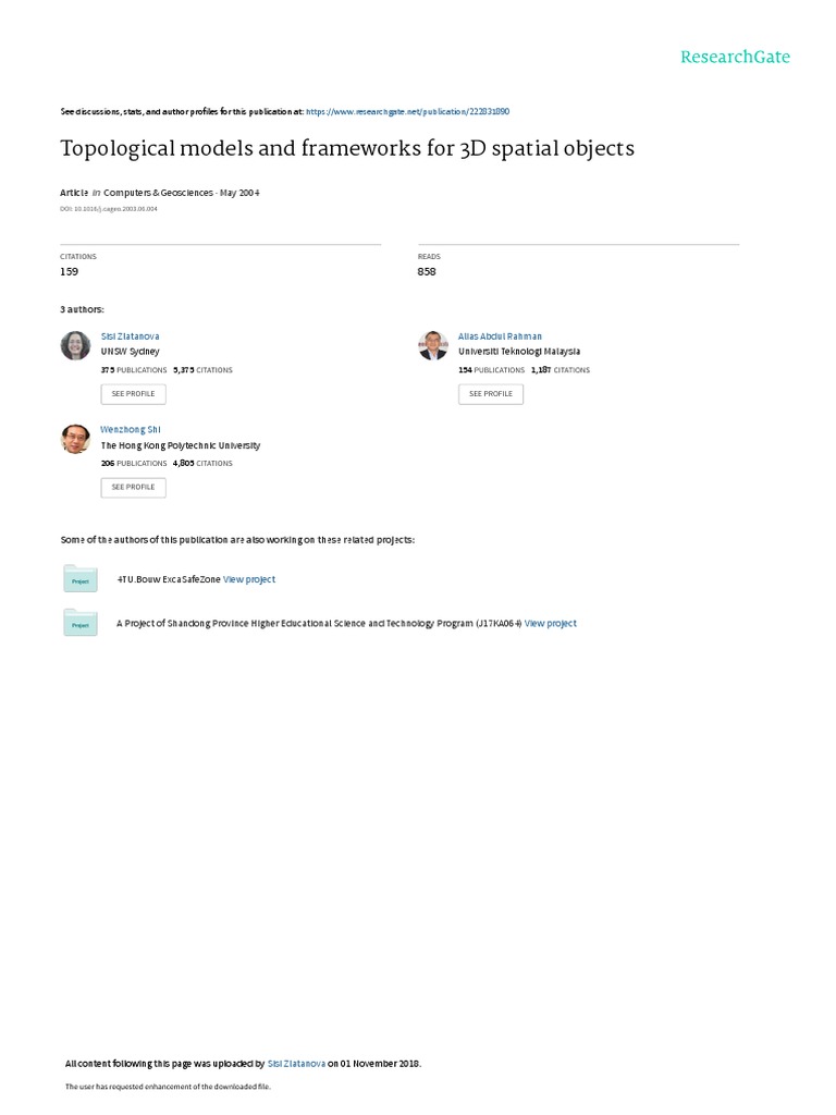 Topological Models and Frameworks For 3D Spatial o | PDF | Geographic ...