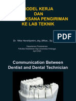 Model Kerja Dan Tatalaksana Pengiriman Ke Lab Teknik: Dr. Nike Hendrijantini.,Drg.,Mkes., SP - Pros (K)