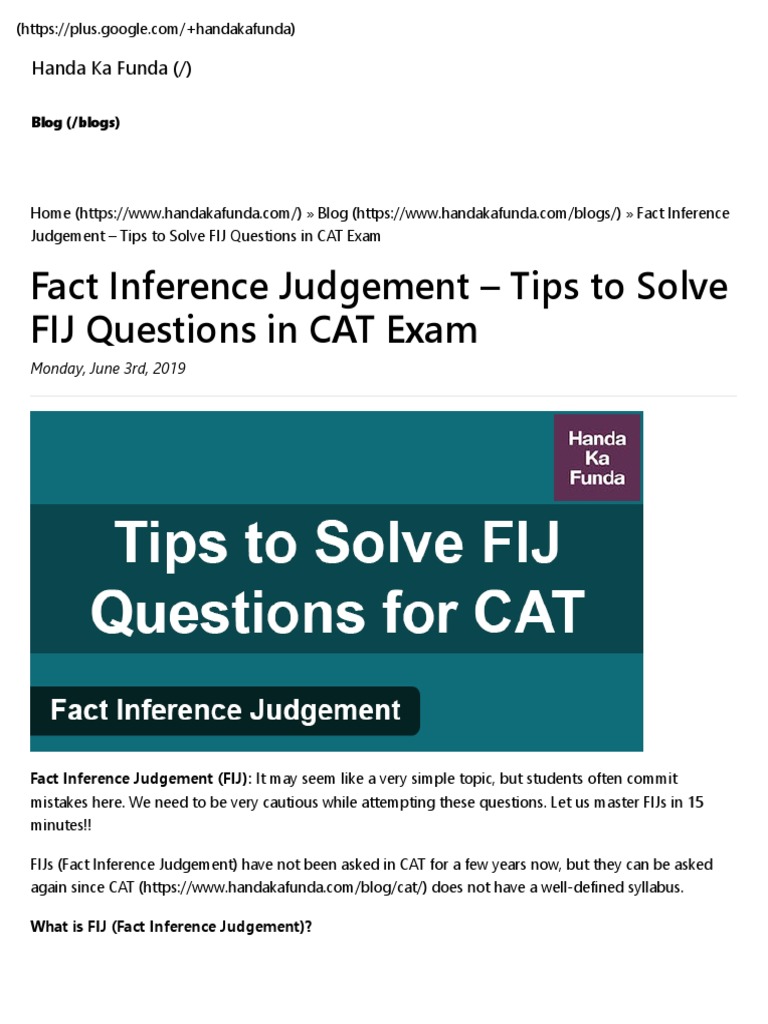 Mastering Fact Inference Judgement for CAT | PDF | Inference ...