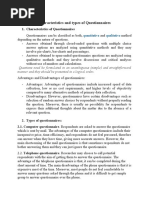 Characteristics and Types of Questionnaires