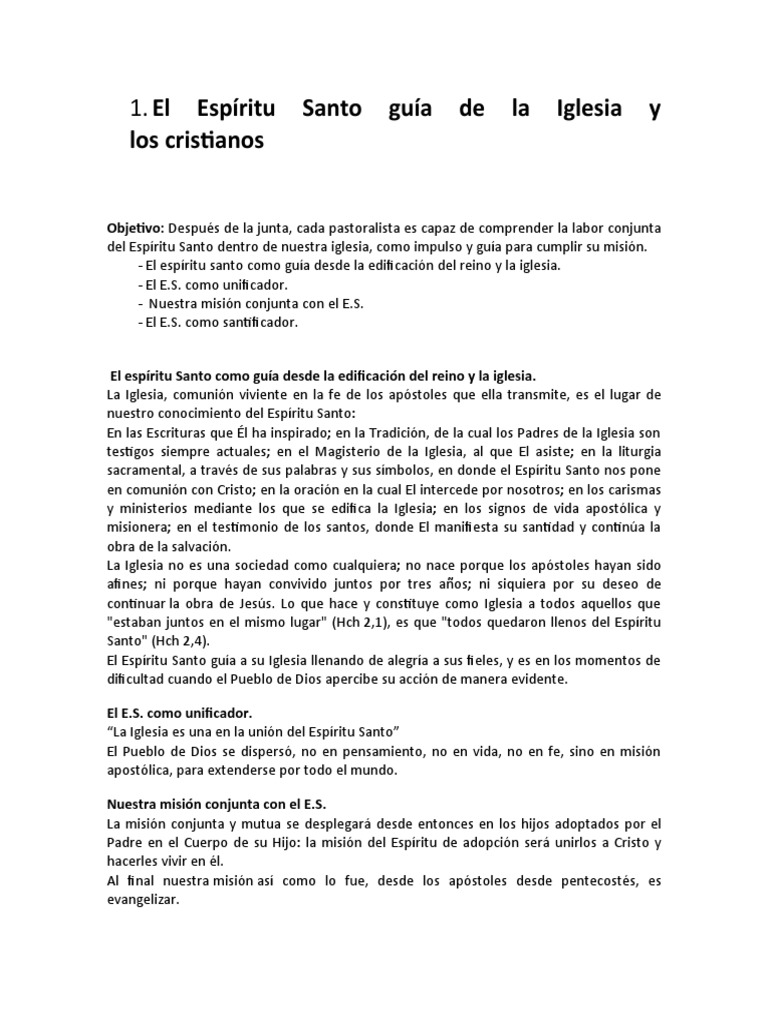 El Espíritu Santo y la Iglesia | PDF | Iglesia Católica | espíritu Santo