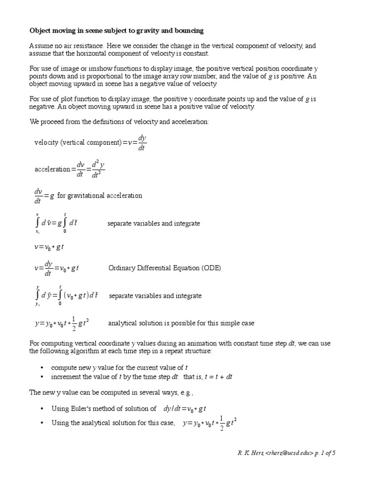 Bouncing Ball Equations Download Free Pdf Collision Ordinary