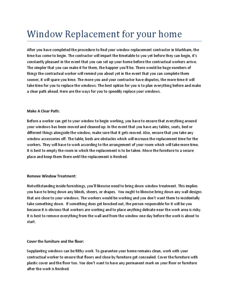 Window Replacement For Your Home | PDF | Law | Home & Garden