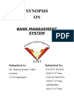 Synopsis ON: Bank Management System