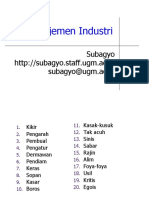 Manajemen Industri: Subagyo Subagyo@ugm - Ac.id