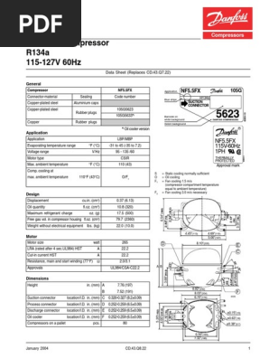 NF5.5FX Standard Compressor R134a 115-127V 60Hz: Compressors | PDF