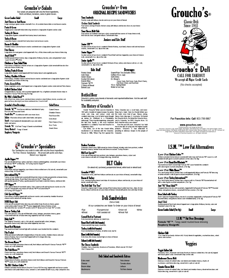 Groucho's Menu Coleslaw Salad