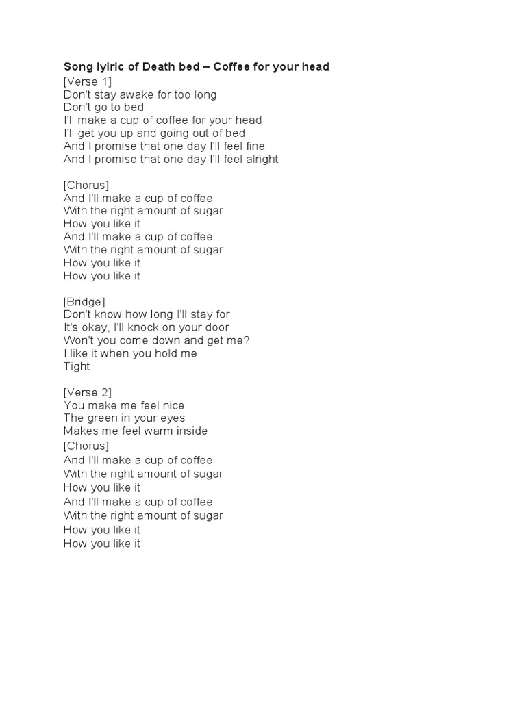 Lirik Lagu Death Bed Docx