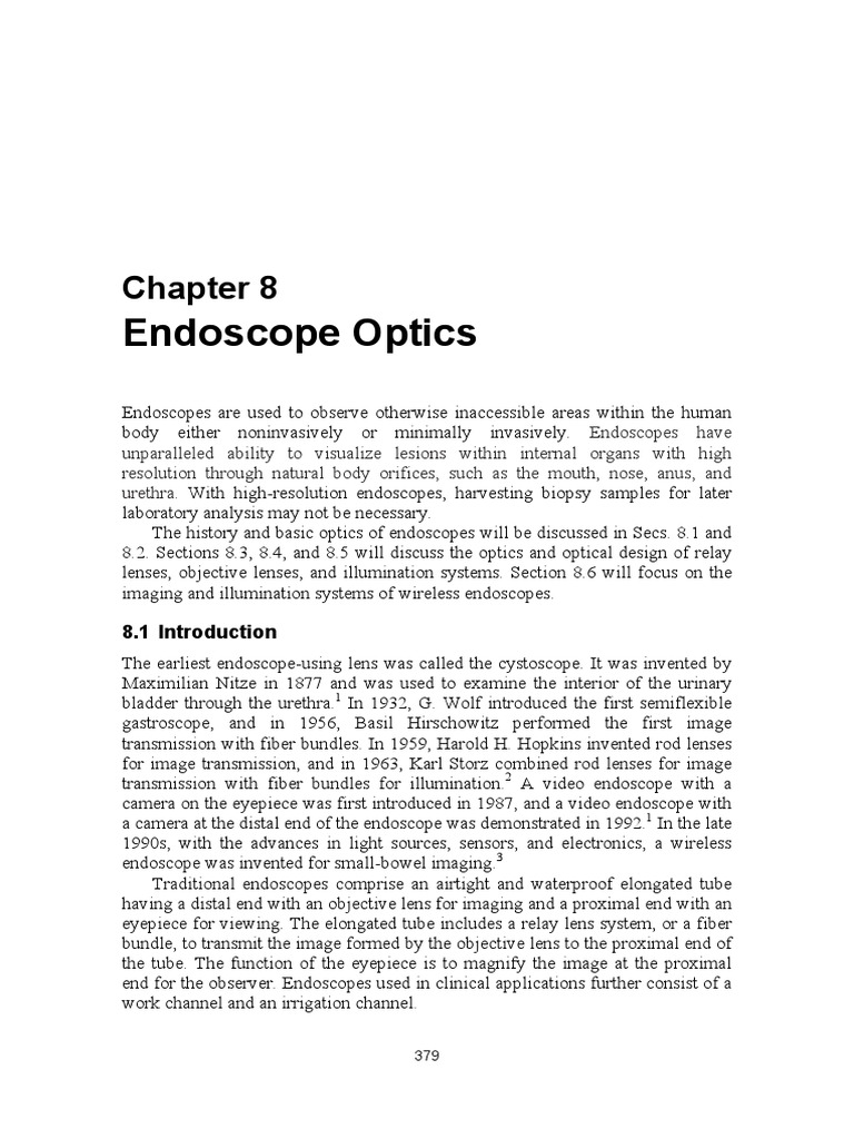 Endoscope Optics and Design Principles | PDF | Endoscopy | Optical Fiber