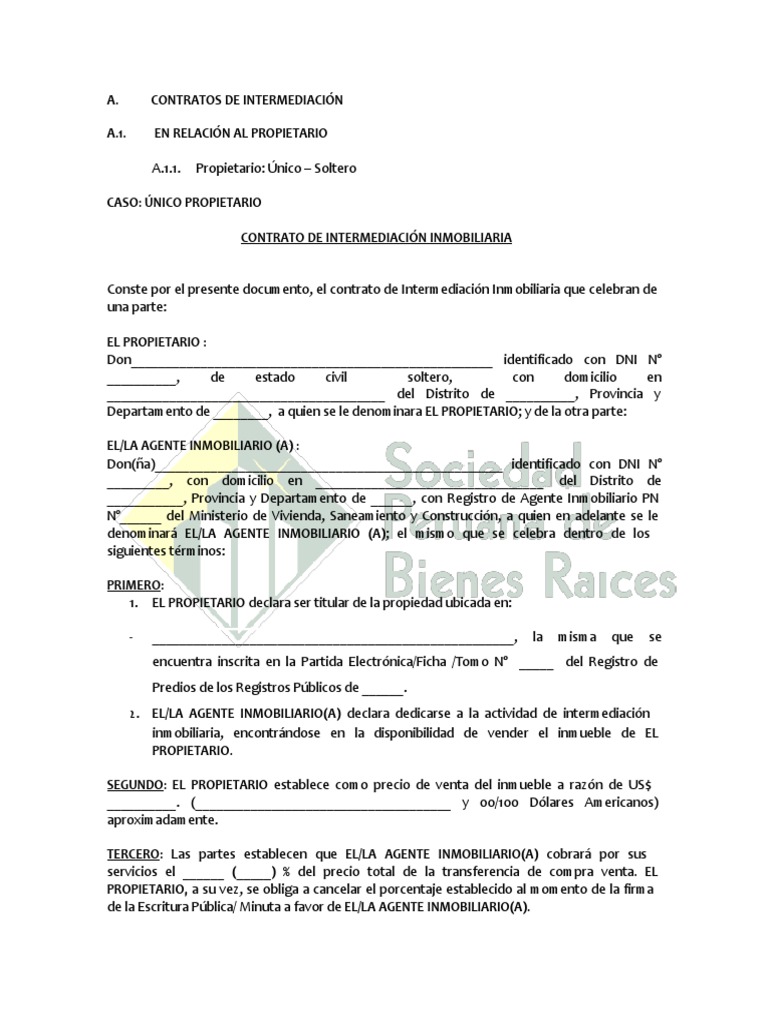 Introducir 55+ imagen modelo de contrato de intermediacion inmobiliaria