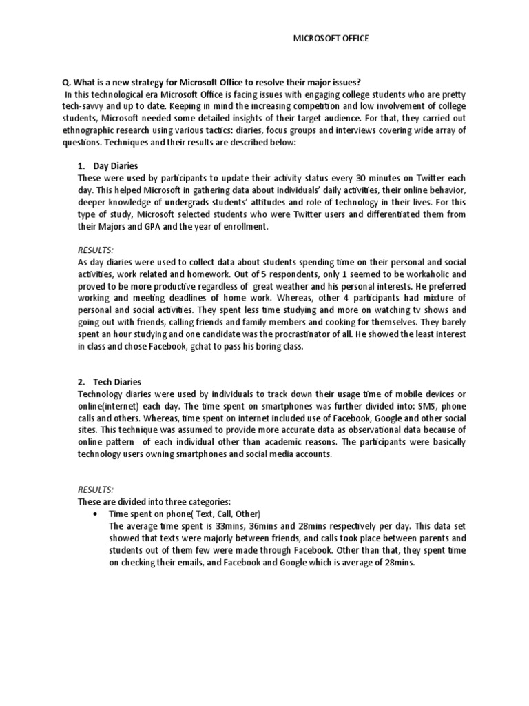 CASE ANALYSIS: Microsoft Office: Gaining Insight Into The Life of A ...
