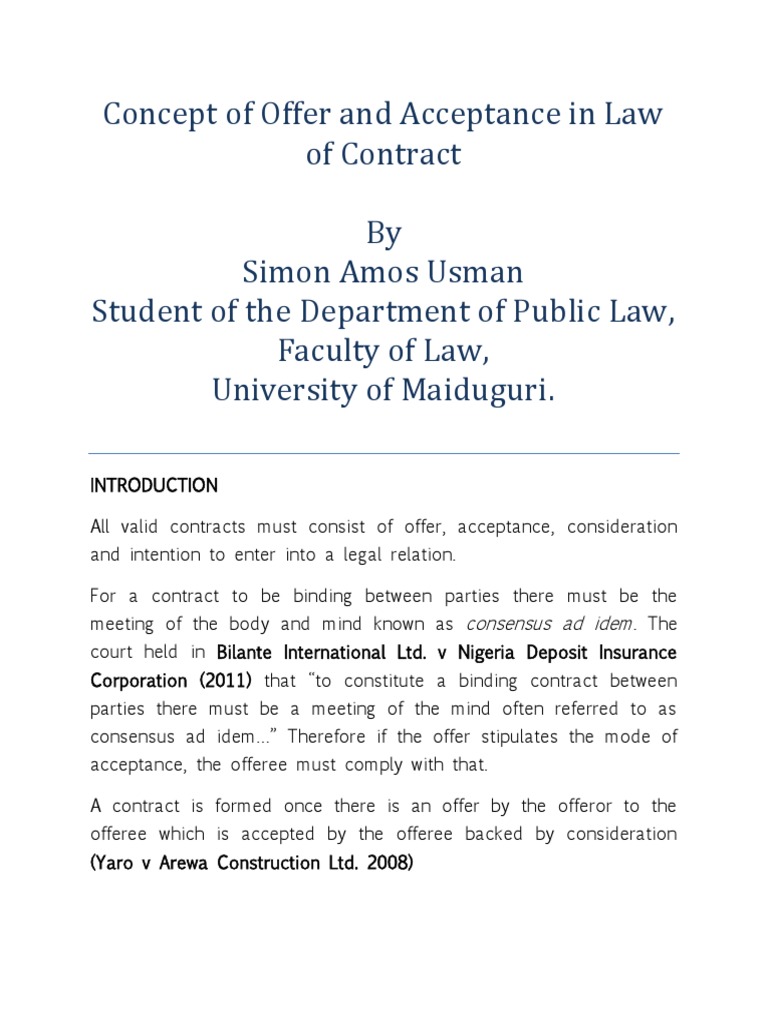 Offer and Acceptance in Contract Law | PDF | Offer And Acceptance ...