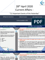 28 April 2020 Current Affairs - : Objective Questions Detail Analysis in English & Hindi Also Available in PDF