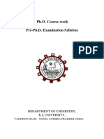 Ph.D. Course Work Pre-Ph.D. Examination Syllabus: Department of Chemistry, K L University