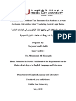 Difficulties and Problems That Encounter BA Students at Private Legal Translation Thesis PDF