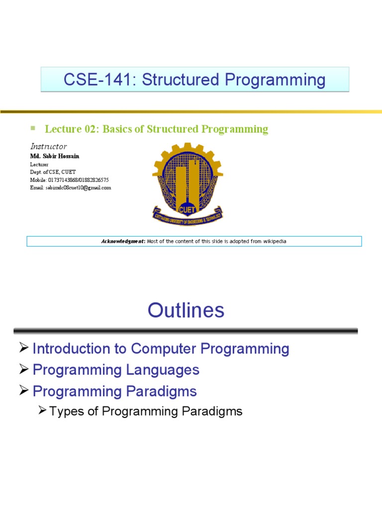 L01 - 30.01.2018 - Basics of Structured Programming | PDF | Programming ...