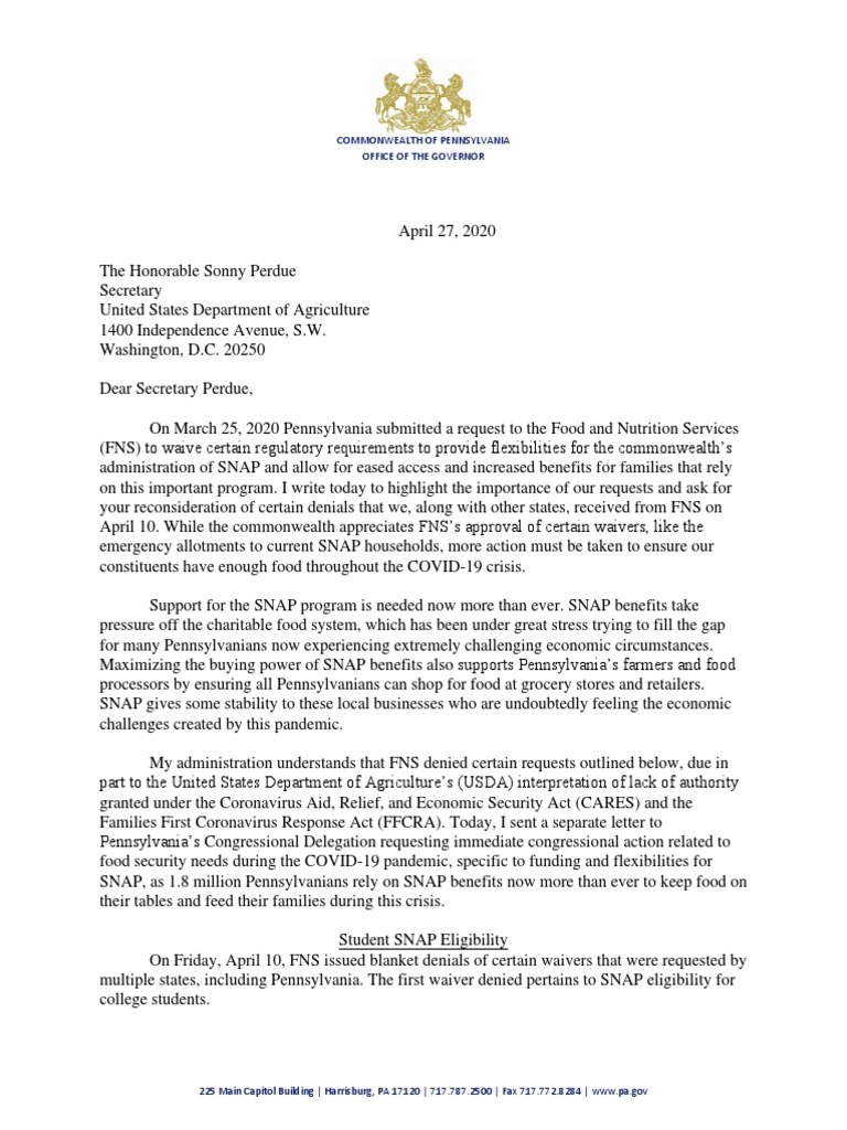 TWW FNS Reconsideration Letter | PDF | Supplemental Nutrition ...