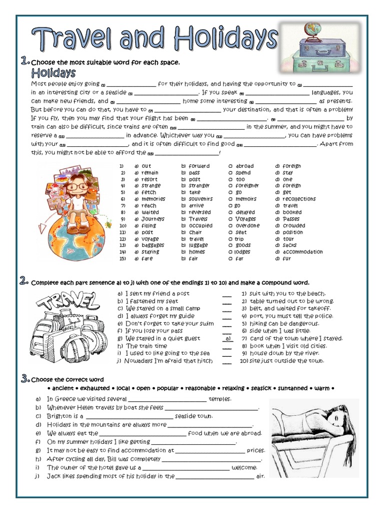 Travel and Holiday Vocabulary Exercises | PDF